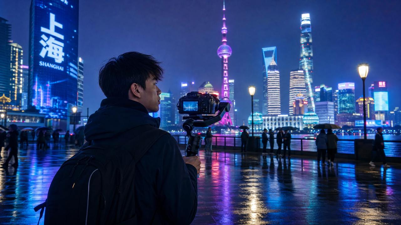 每日大赛-每日大赛生活传媒：夜上海魅力·城市夜景Vlog传媒分享
